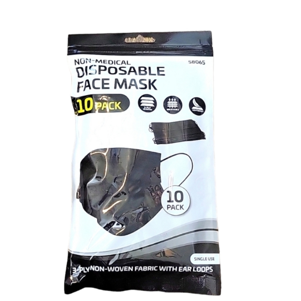 10PK Non- Medical Black Face Masks
